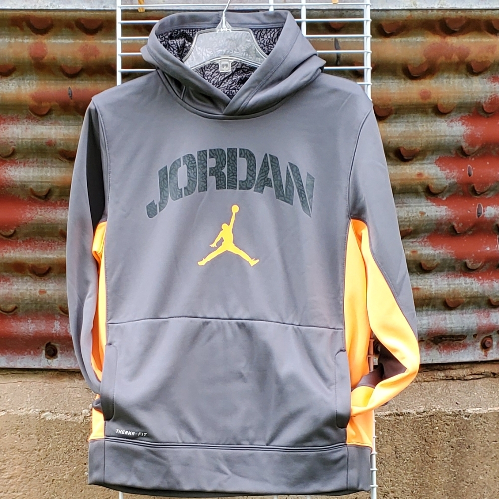 AIR JORDAN Therma Fit Hoodie Gray Orange Size XL